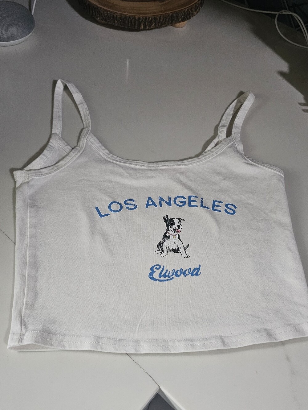 Elwood Los Angeles Graphic White Cropped Tank Cami L/XL